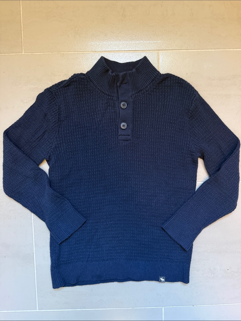 Abercrombie kids Navy Ribbed Half-Button Turtleneck Sweater, 5/6